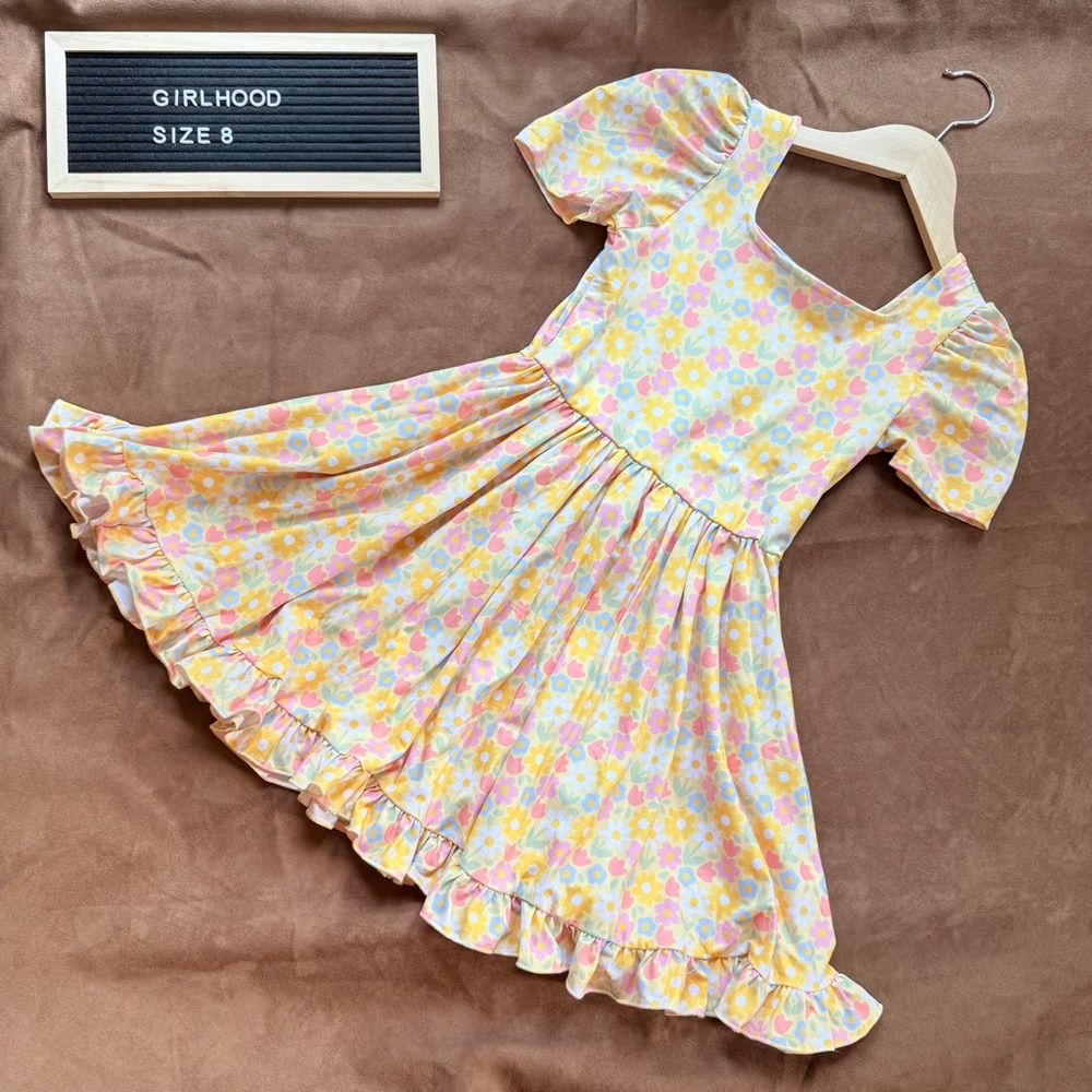 Girlhood Yellow Floral Twirl Dress